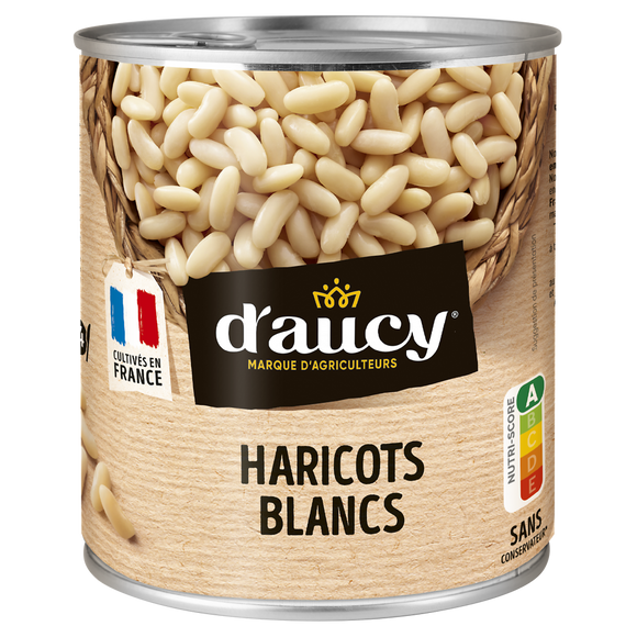 Haricots blancs préparés D'AUCY - Boîte 500g