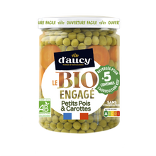 Petits pois/carottes rondelles bio D'AUCY 530g 340g