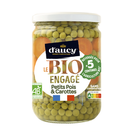 Petits pois/carottes rondelles bio D'AUCY 530g 340g