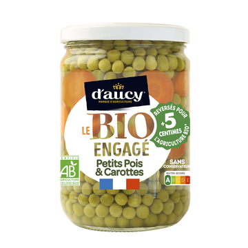Petits pois/carottes rondelles bio D'AUCY 530g 340g