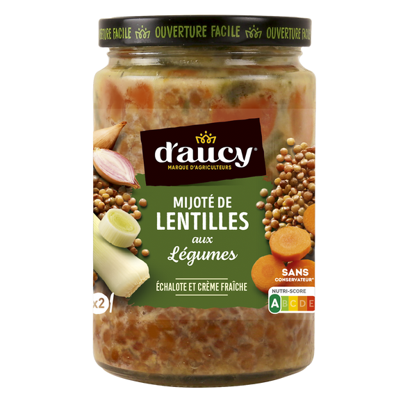 Mijoté de lentilles aux légumes D'AUCY - Boîte 380g
