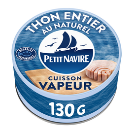 Thon entier au Naturel Cuisson Vapeur nature PETIT NAVIRE - 130g