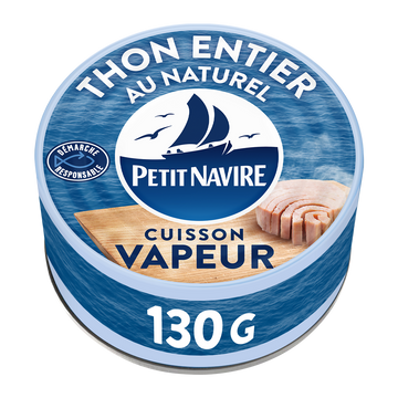 Thon entier au Naturel Cuisson Vapeur nature PETIT NAVIRE - 130g