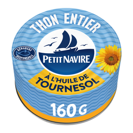 Thon Entier huile de tournesol PETIT NAVIRE - 160g