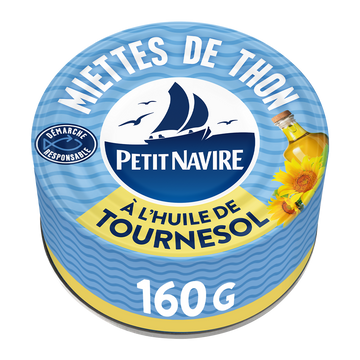 Miettes de Thon huile de tournesol PETIT NAVIRE - 160g