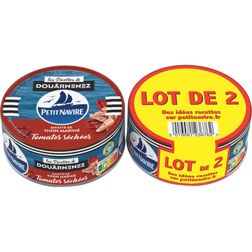 Thon mariné tomates séchées PETIT NAVIRE, 2x110g