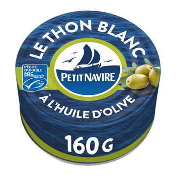 Thon Blanc MSC à l'huile d'olive vierge extra PETIT NAVIRE - 160g