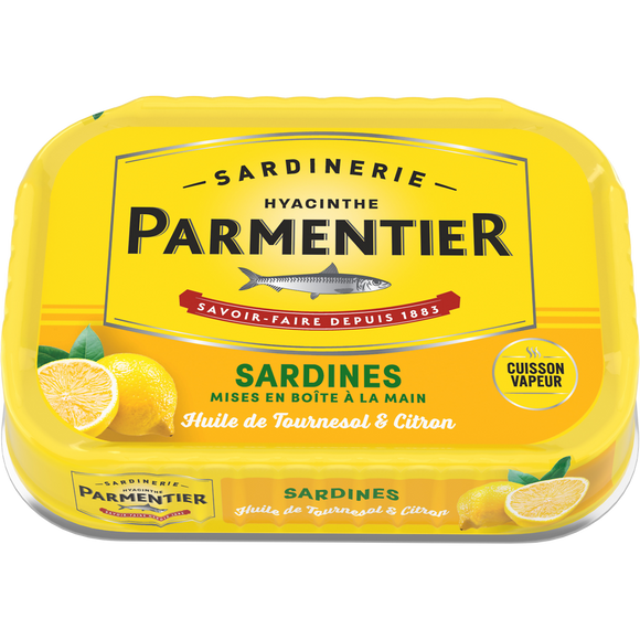 Sardine huile tournesol et citron PARMENTIER boîte 1/6 135g