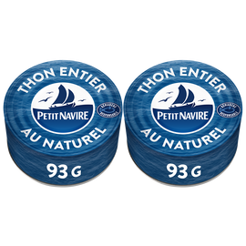 Thon albacore nature démarche responsable PETIT NAVIRE, boite de 186gpoids net égoutté