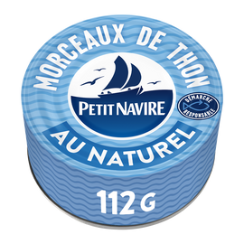 Morceaux de Thon au Naturel Démarche Responsable PETIT NAVIRE - 112gpoids net égoutté