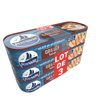 Filets de maquereaux Le grillé sans arôme ajouté PETIT NAVIRE, 3x1/4 330g