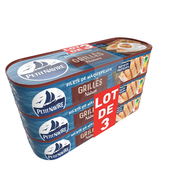 Filets de maquereaux Le grillé sans arôme ajouté PETIT NAVIRE, 3x1/4 330g