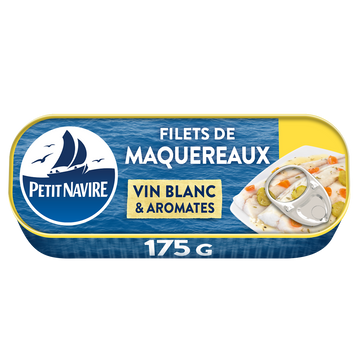 Filets de Maquereaux Vin blanc & Aromates sans arôme ajouté PETIT NAVIRE - 175g