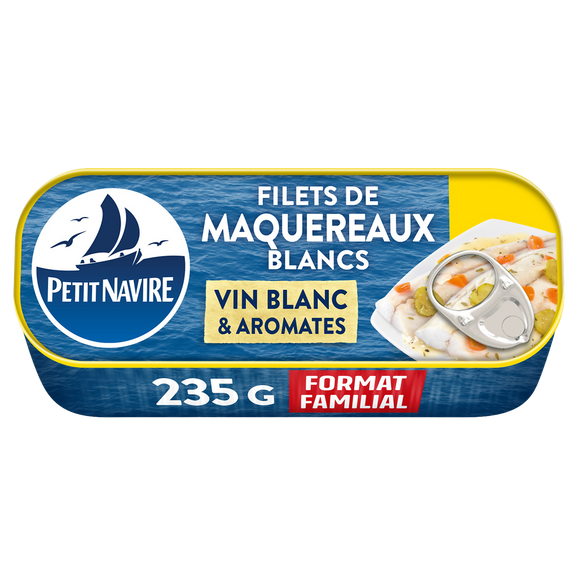 Filets de Maquereaux au Vin blanc & Aromates sans arôme ajouté PETIT NAVIRE 235g