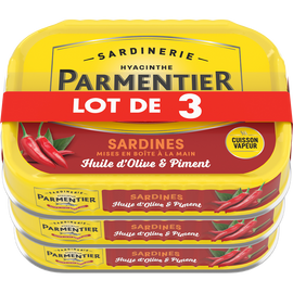 Sardine huile olive & piment PARMENTIER 3x135g