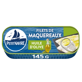 Filets de Maquereaux Huile d'olive Vierge extra sans arôme ajouté PETIT NAVIRE - 145g