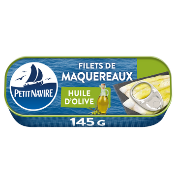 Filets de Maquereaux Huile d'olive Vierge extra sans arôme ajouté PETIT NAVIRE - 145g