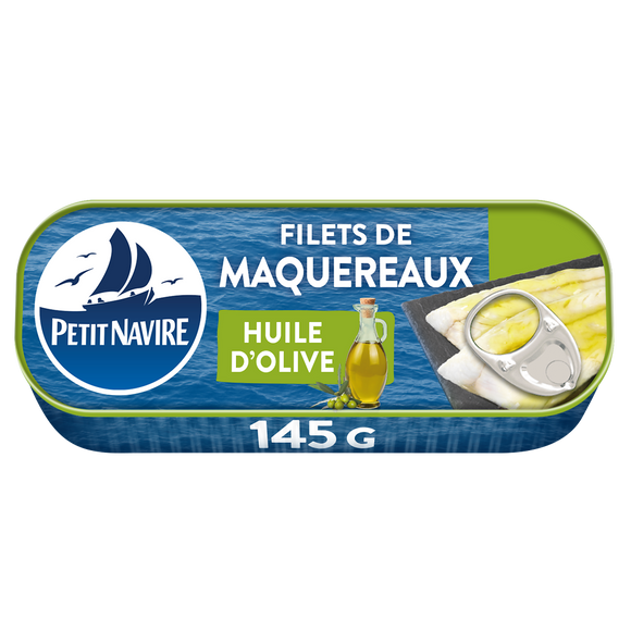 Filets de Maquereaux Huile d'olive Vierge extra sans arôme ajouté PETIT NAVIRE - 145g