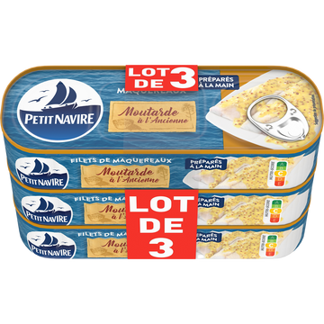 Maquereaux moutarde sans arôme ajouté PETIT NAVIRE - 3x169g