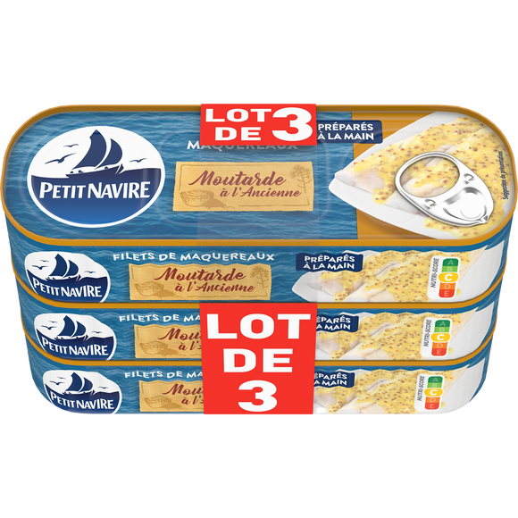 Maquereaux moutarde sans arôme ajouté PETIT NAVIRE - 3x169g