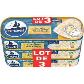 Filet maquereaux vin blanc citron / romarin PETIT NAVIRE 3x175g