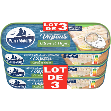 Filets de maquereaux vapeur citron thym sans arôme ajouté PETIT NAVIRE-  3x110g