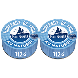 Morceaux de Thon au Naturel Démarche Responsable PETIT NAVIRE - 2x 112g