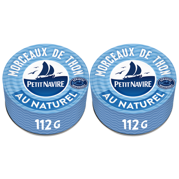 Morceaux de Thon au Naturel Démarche Responsable PETIT NAVIRE - 2x 112g