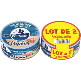 Thon entier vapeur le nature PETIT NAVIRE, 2x130g