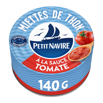 Miettes de thon à la sauce tomate démarche responsable PETIT NAVIRE 140g