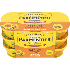 Sardines huile de tournesol PARMENTIER 3x55g "lot de 3 portions individuelles"