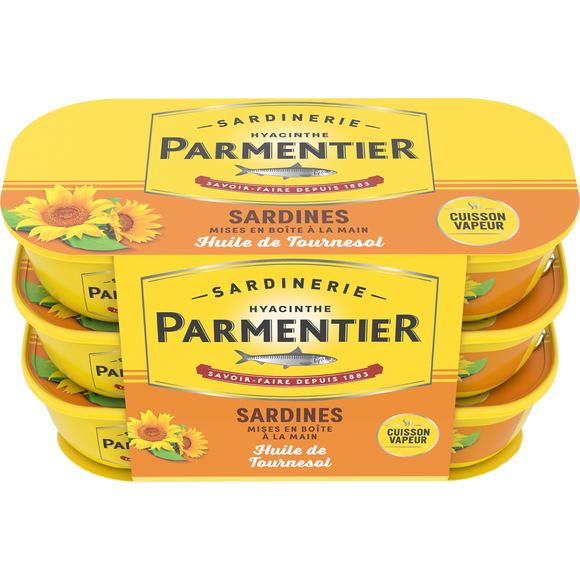 Sardines huile de tournesol PARMENTIER 3x55g "lot de 3 portions individuelles"