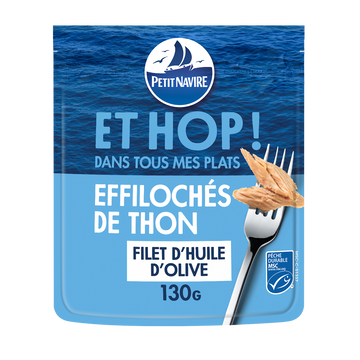 Éffilochés de thon Filet d'Huile d'Olive Mscet hop dans mes plats PETIT NAVIRE 130g