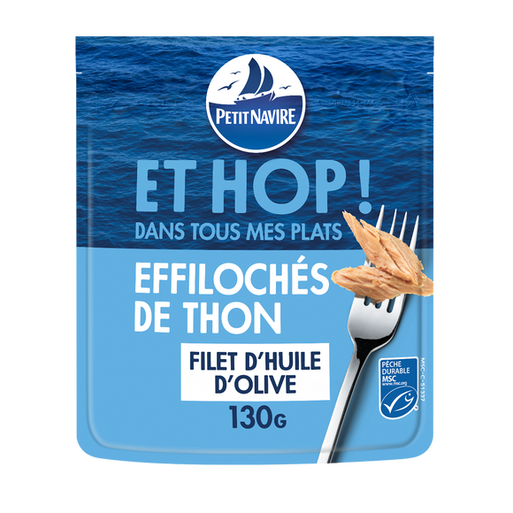 Éffilochés de thon Filet d'Huile d'Olive Mscet hop dans mes plats PETIT NAVIRE 130g