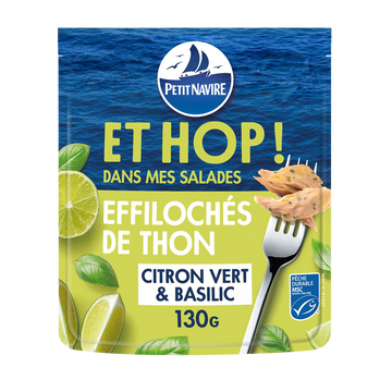 Éffilochés de thon citron vert & basilic MSC ET HOP DANS MES SALADES !PETIT NAVIRE 130g