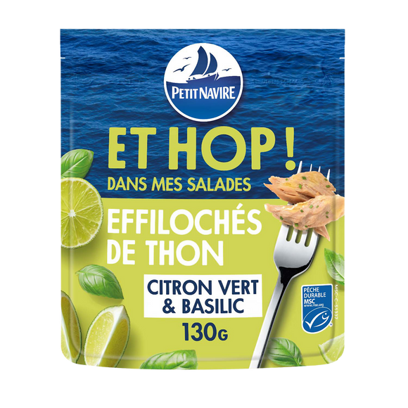 Éffilochés de thon citron vert & basilic MSC ET HOP DANS MES SALADES !PETIT NAVIRE 130g