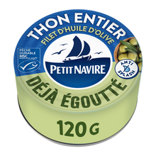 Thon entier avec filet d'huile d'olive msc PETIT NAVIRE 120g