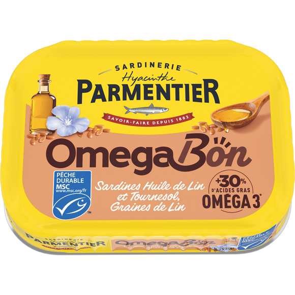Sardines entières aux huiles de Lin et Tournesol et graines de lin PARMENTIER 135g