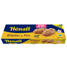 Rillettes pur porc bretonnes HENAFF, 3 boîtes de 234g