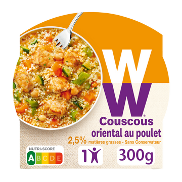 Couscous oriental au poulet légumes cuisinés et boulgour WW , barquette micro-ondable - 300g