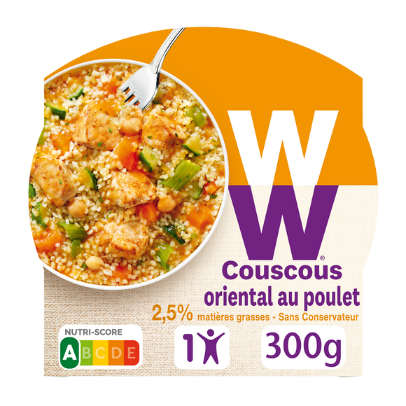 Couscous oriental au poulet légumes cuisinés et boulgour WW , barquette micro-ondable - 300g