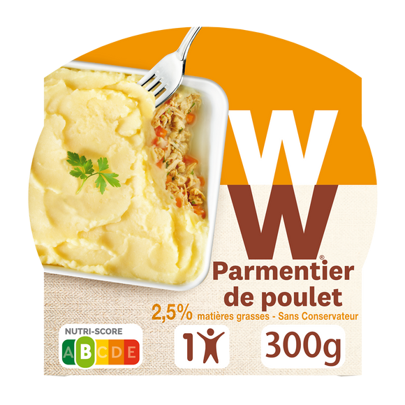 Parmentier de poulet carottes et oignons WW , barquette micro-ondable- 300g