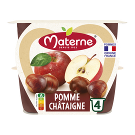 Compotes Coupelles Pomme Châtaigne MATERNE, 4x100g
