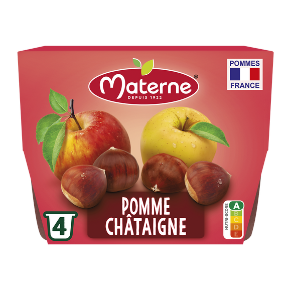 Dessert fruitier Coupelles Pomme Châtaigne MATERNE, 4x100g
