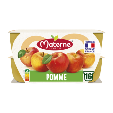 Compotes Coupelles Pomme Nature MATERNE, 16x100g