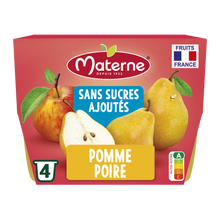Dessert fruitier Coupelles Sans Sucres Ajoutés Pomme Poire MATERNE, 4x100g