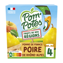 Dessert fruitier Gourdes Fruits de nos Régions Pomme Poire de Rhône-Alpes POM'POTES, 4x90g