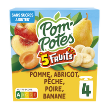 POM'POTES 5 fruits jaunes sans sucre ajouté MATERNE, 4x90g