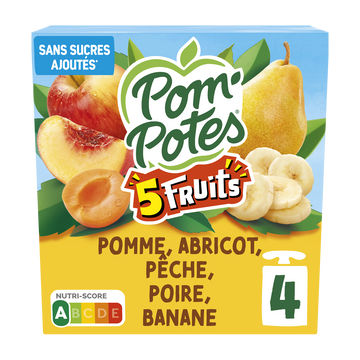 POM'POTES 5 fruits jaunes sans sucre ajouté MATERNE, 4x90g