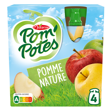 Compotes Gourdes Pomme Nature POM'POTES, 4x90g